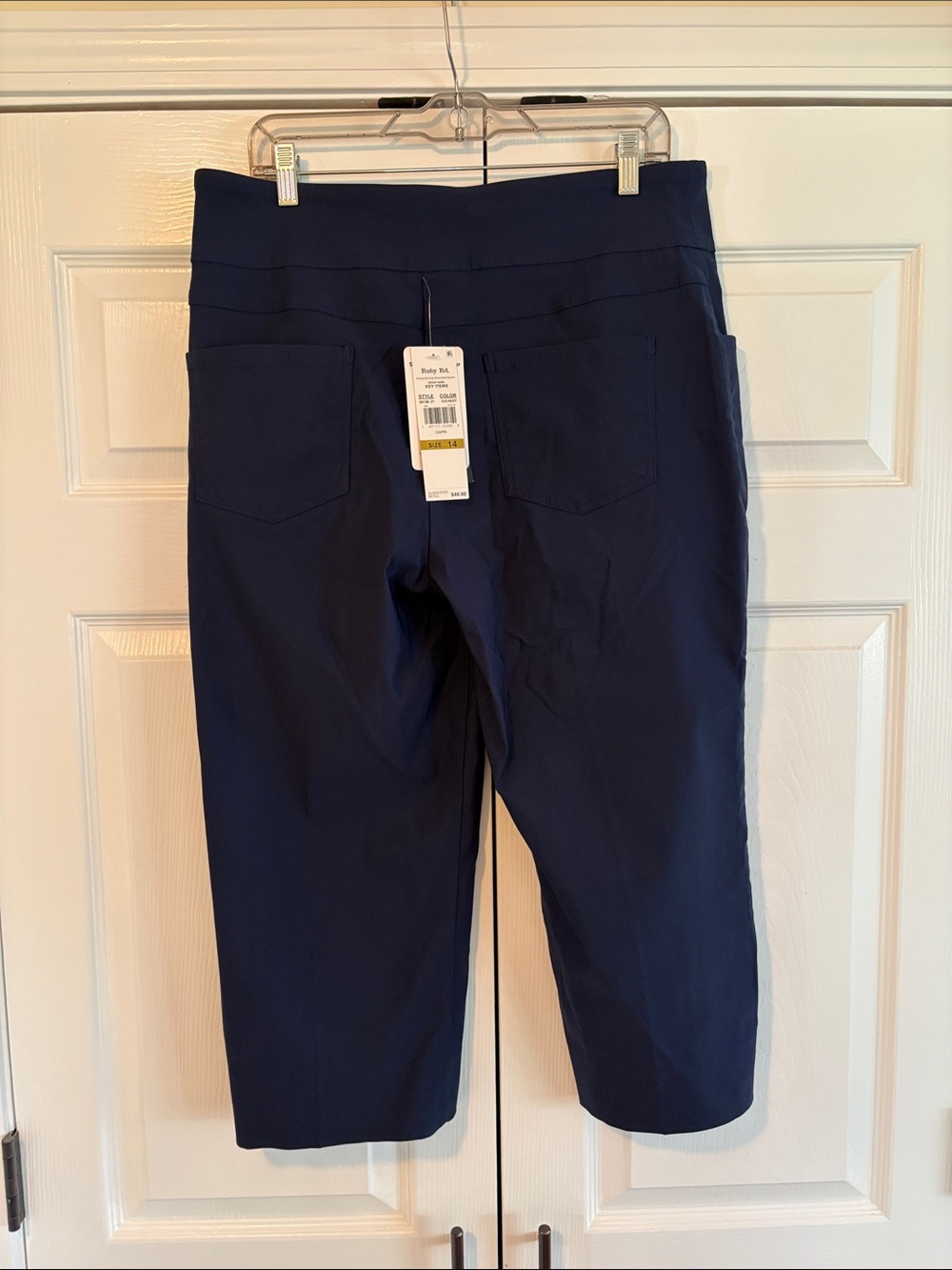 Ruby Rd. Navy Pull-On Capri with Front Pockets - Picture 3 of 5